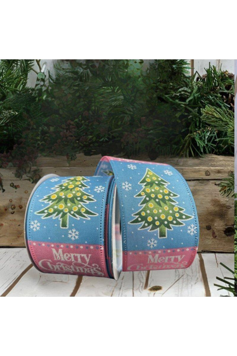 2.5&#x22; Whimsy Merry Christmas Ribbon: Pink &#x26; Blue