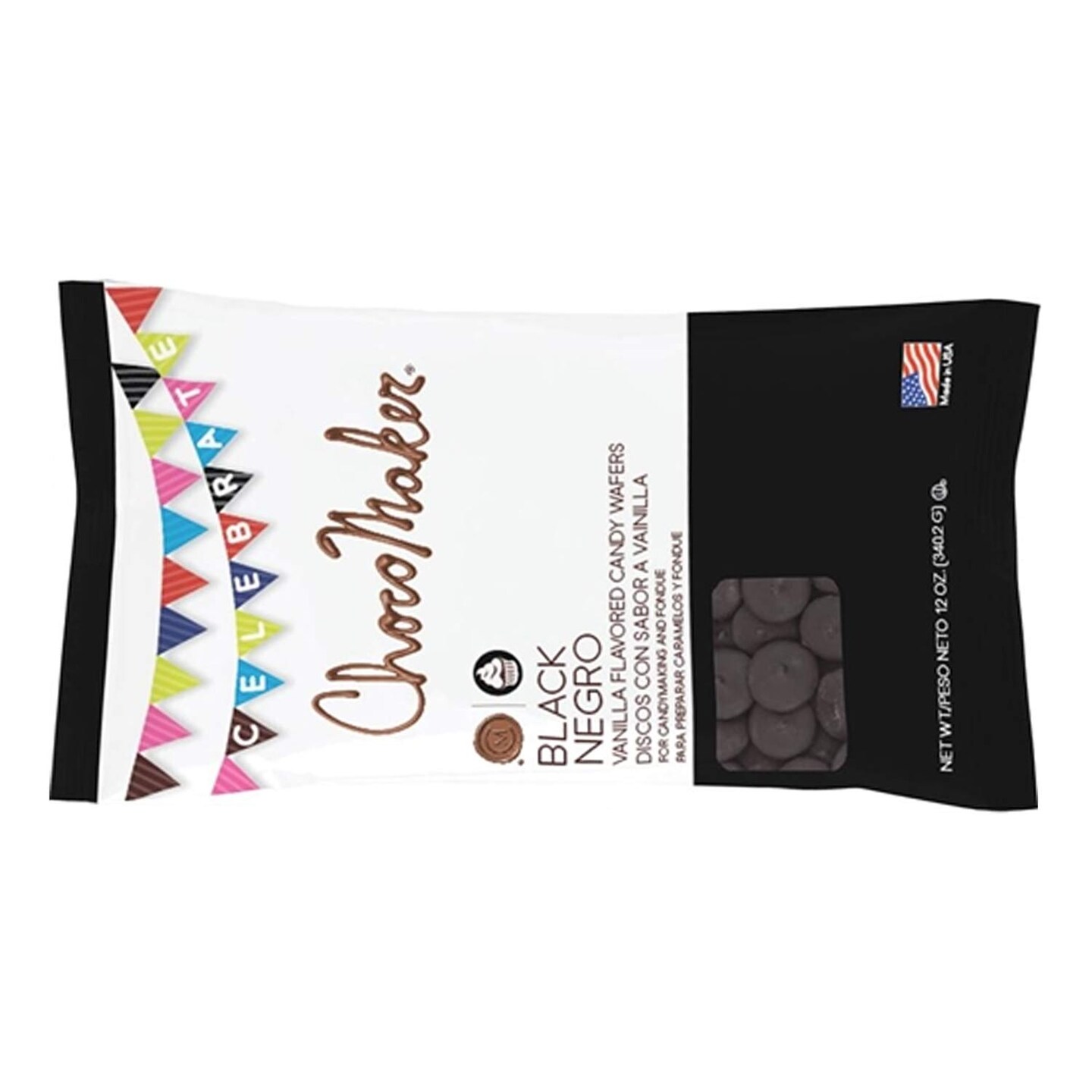 ChocoMaker Black Vanilla Flavored Candy Wafers 12 Ounces for Baking Decorating