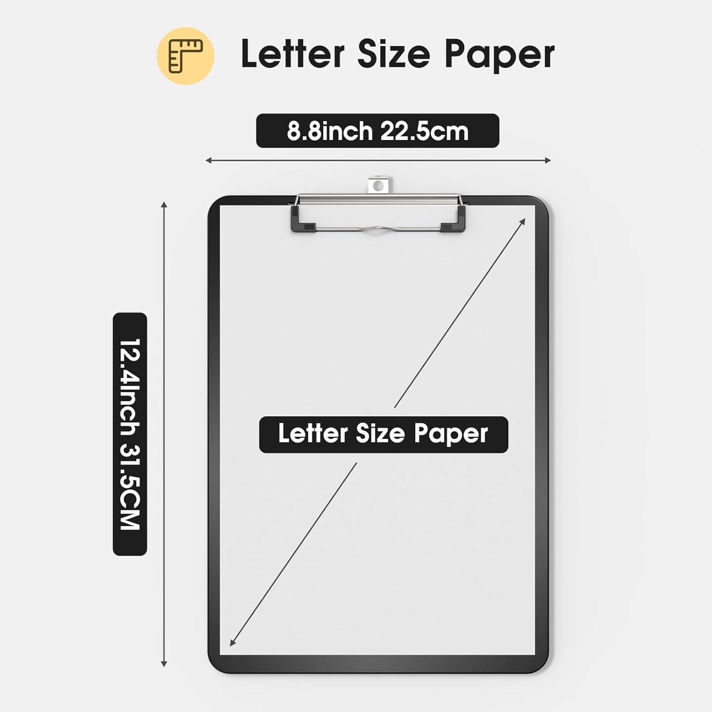 2-Pack Plastic A4 Black Clipboards – 9×12.5 in for School & Office