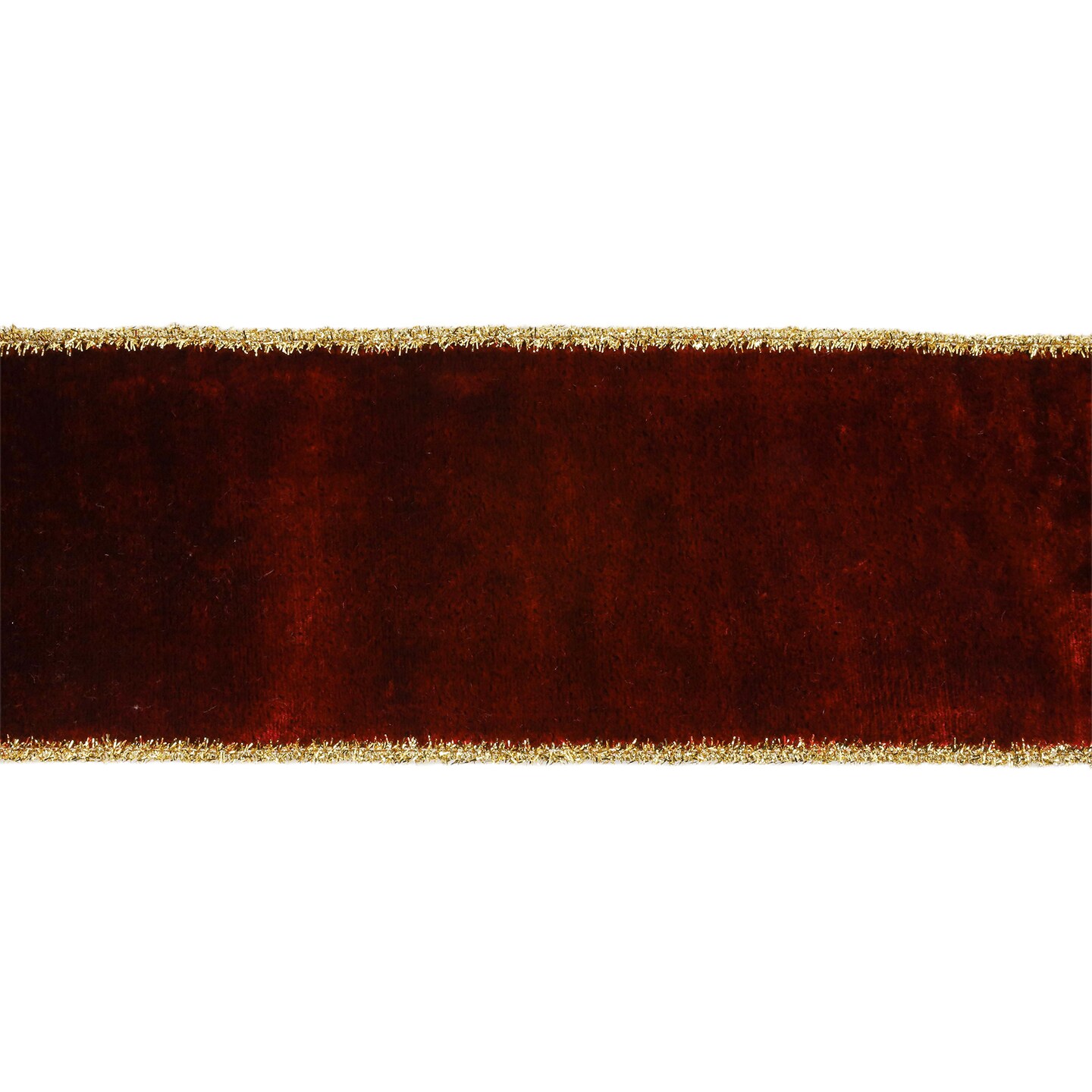 LaRibbons 4&#x22; Wired Velvet Ribbon | Tinsel Edge &#x26; Metallic Gold Backing | 5 Yard Roll