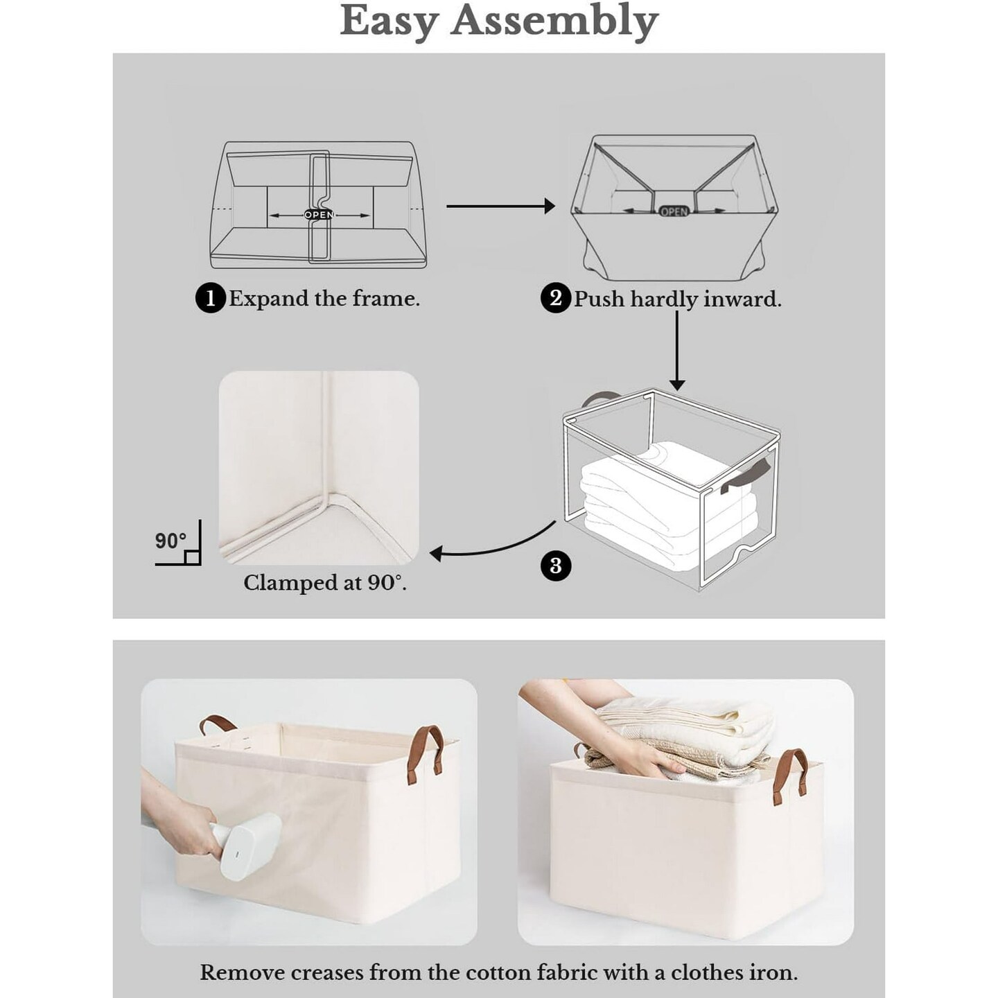 Fabric Storage Bins, 6-Pack, 16” × 12” × 8”, Foldable Closet Organizer Baskets with Handles for Closet, Shelves, Offices, Toys