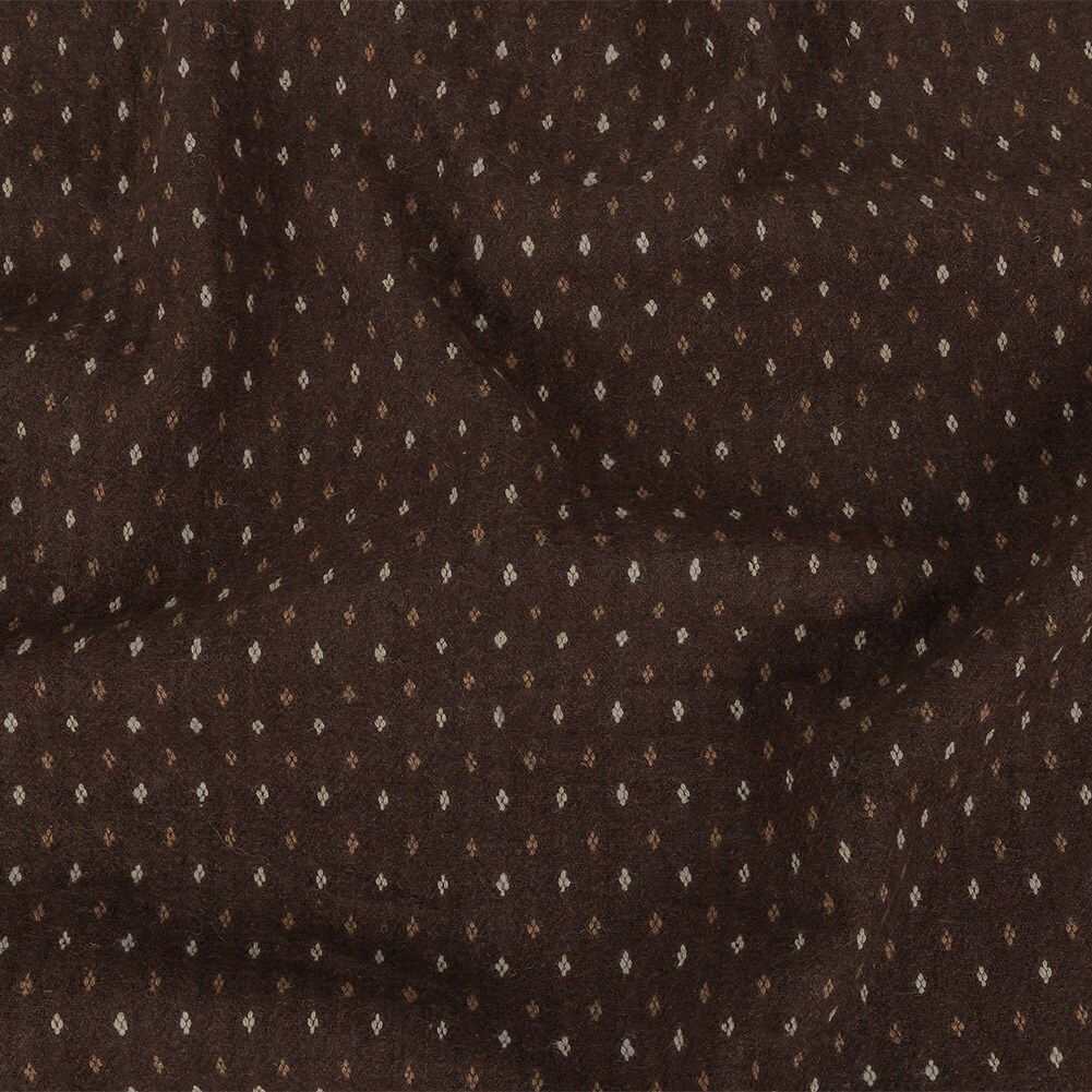 1 Yard Brown Otter and Sugar Swizzle Diamonds Brushed Blended Cotton Jacquard