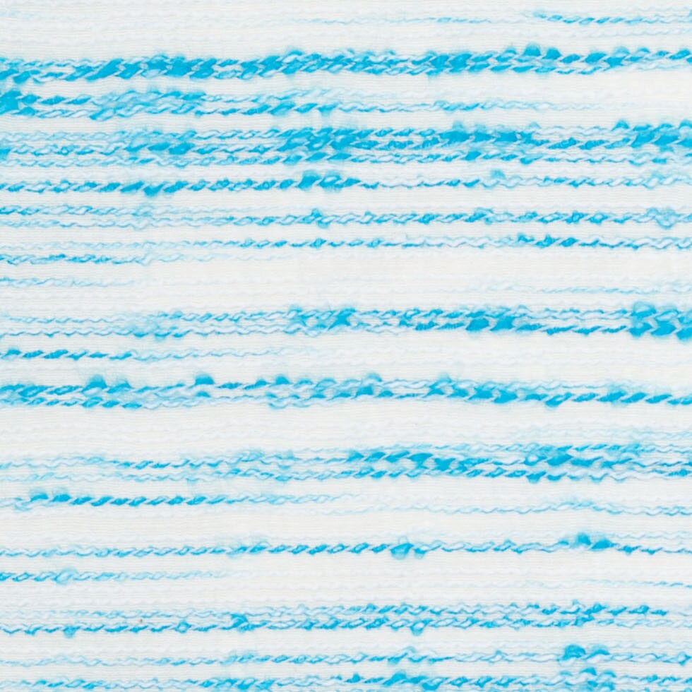 1 Yard Turquoise &#x26; White Textural Striated Cotton Blend Tweed Fabric