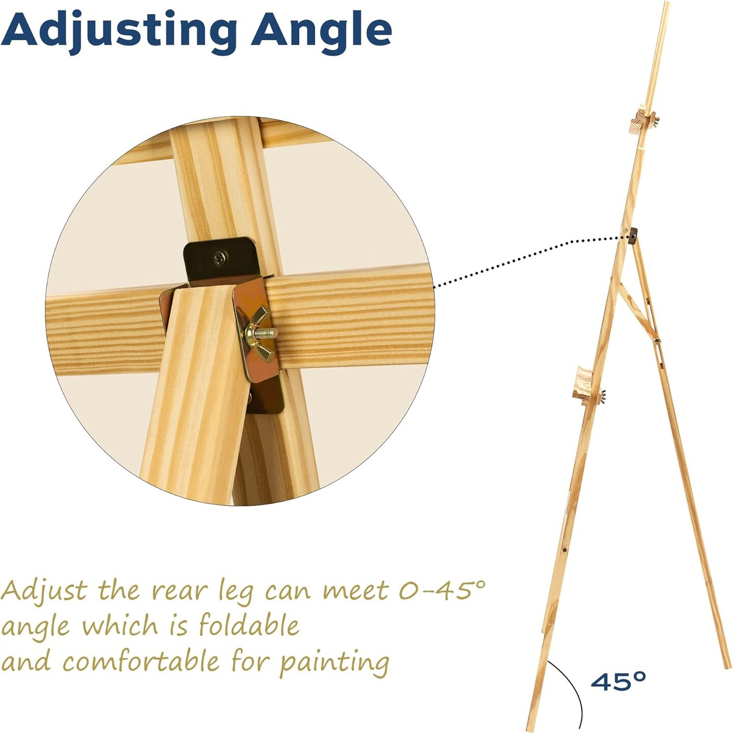 Wooden Painting Easel, Adjustable Stand Easel for Canvas Wedding Signs, Holds up to 48&#x22;, Art Easel for Adults Artist Beginners Students