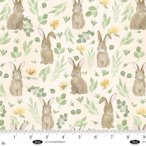 Fabric Blank Quilting White Bunnies and Foliage Spring Serenade by the Quarter Yard 4490-41