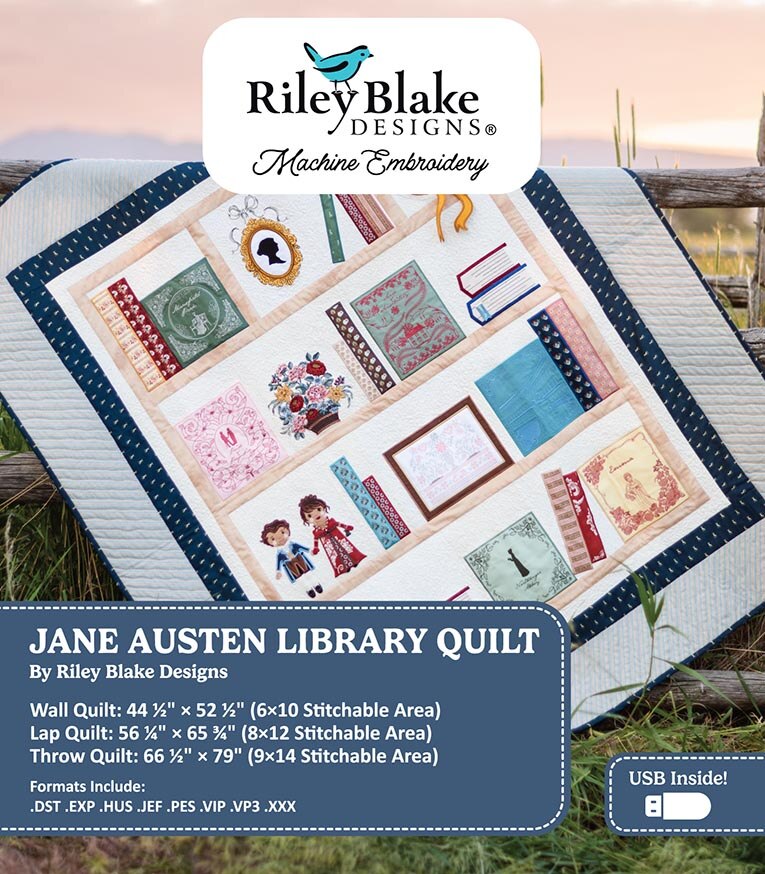 Riley Blake Designs Jane Austen Library Quilt Machine Embroidery Design ME100JAQ24R5