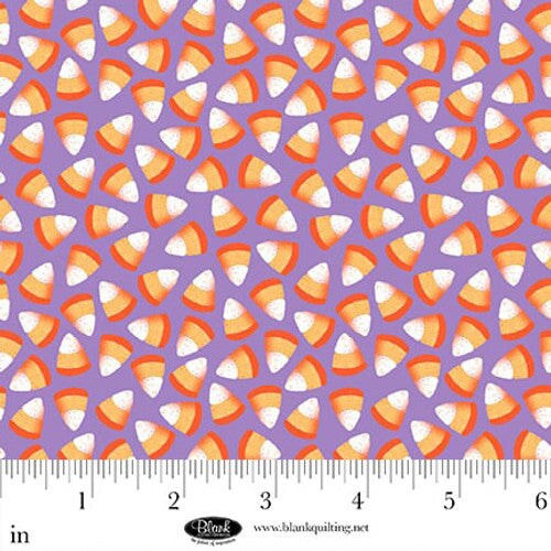 Fabric Blank Quilting Purple Candy Corn Ghostly Greetings by the Quarter Yard 4135-55