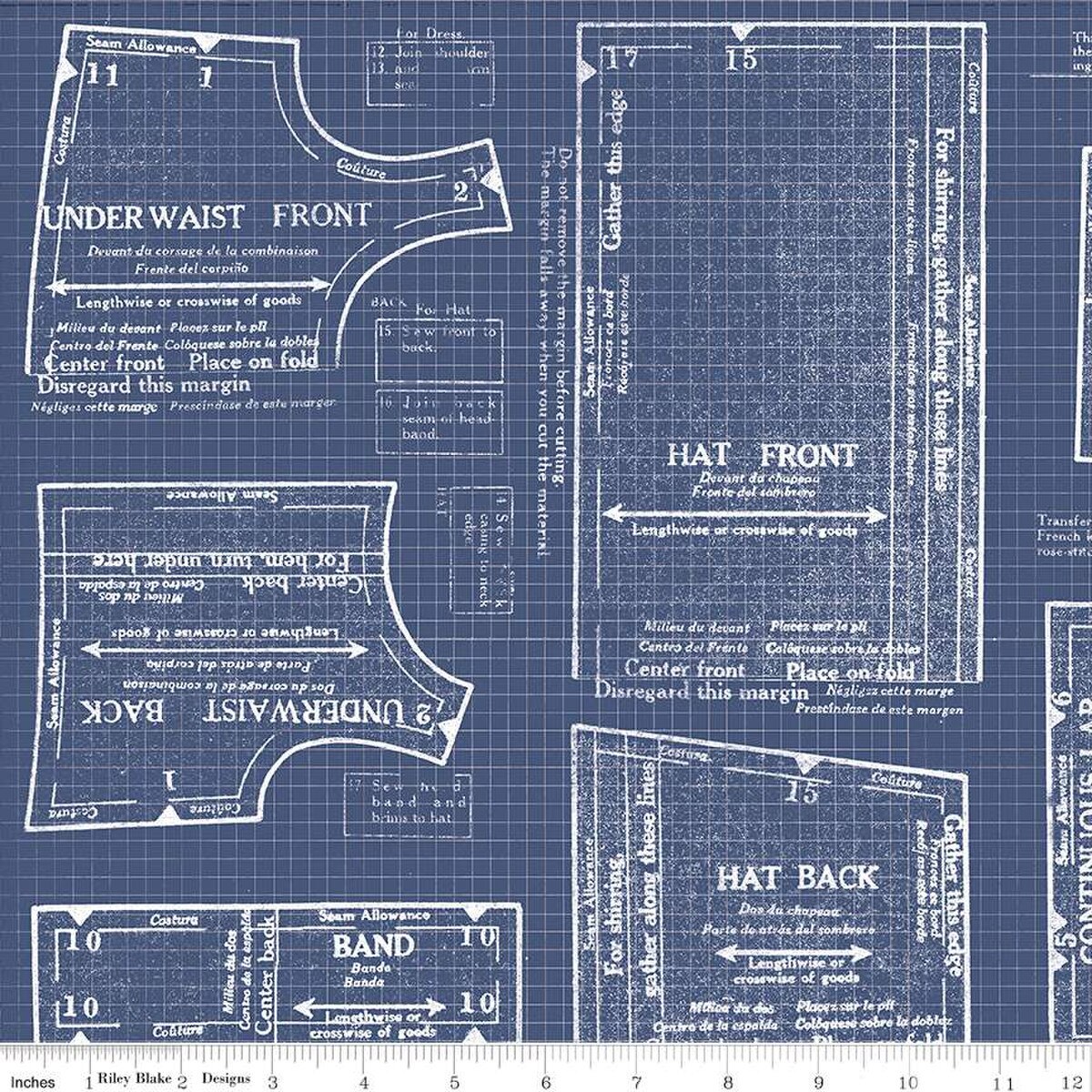Fabric Riley Blake Denim Doll Pattern Sew Journal 108" Wide Back by the Quarter Yard WB13897-DENIM