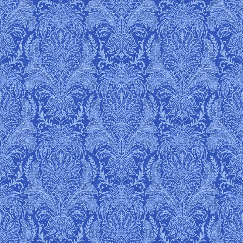 Fabric Northcott Medium Blue Damask Delft Dynasty by the Quarter Yard 28356-44