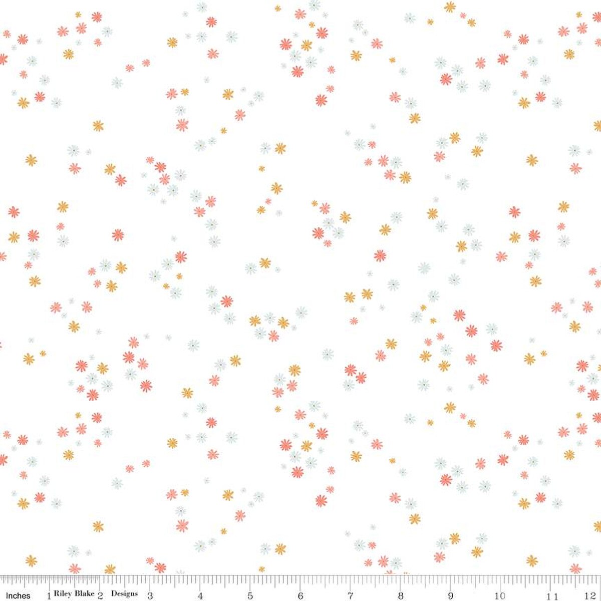 Fabric Riley Blake White Flowers Between the Pages by the Quarter Yard C15376-WHITE