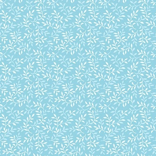Fabric Henry Glass Light Blue Packed Allover Leaf Victorian Garden by the Quarter Yard 3414-17