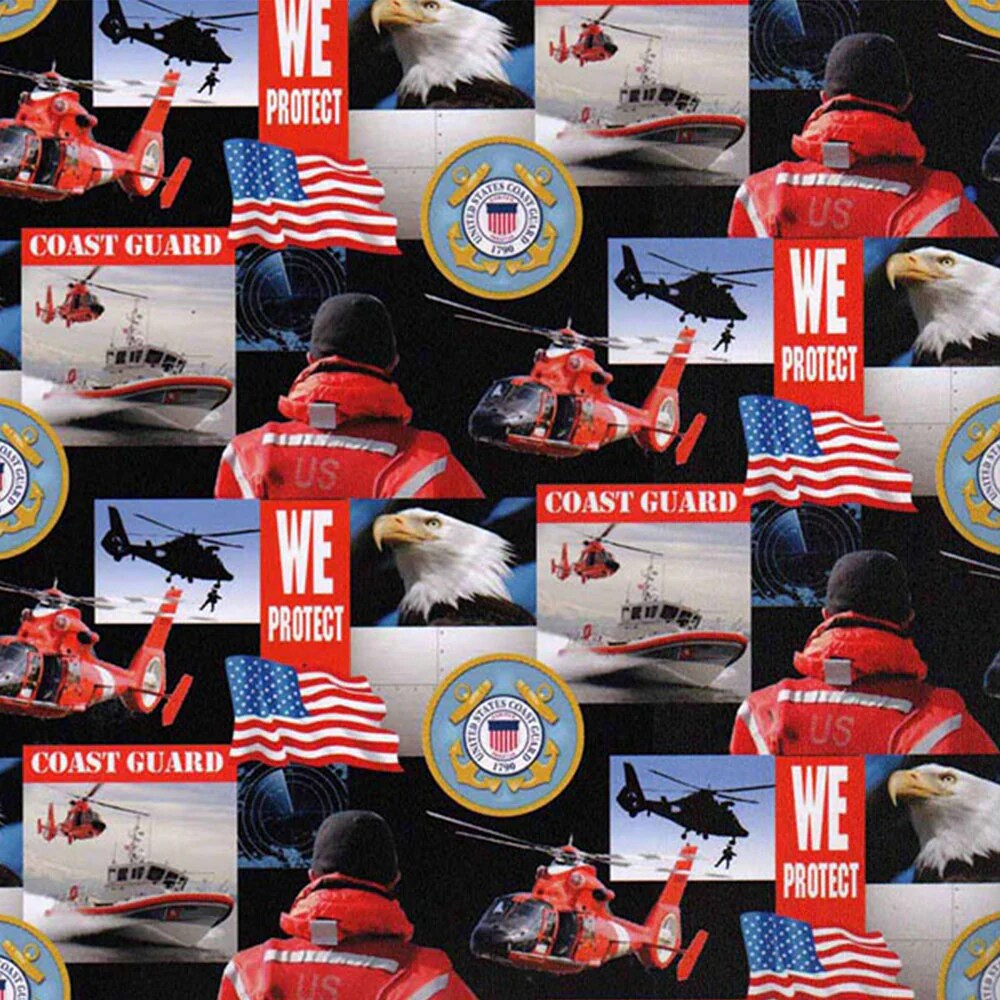 Fabric Sykel Enterprises U.S. Coast Guard Geometric by the Quarter Yard 021CG