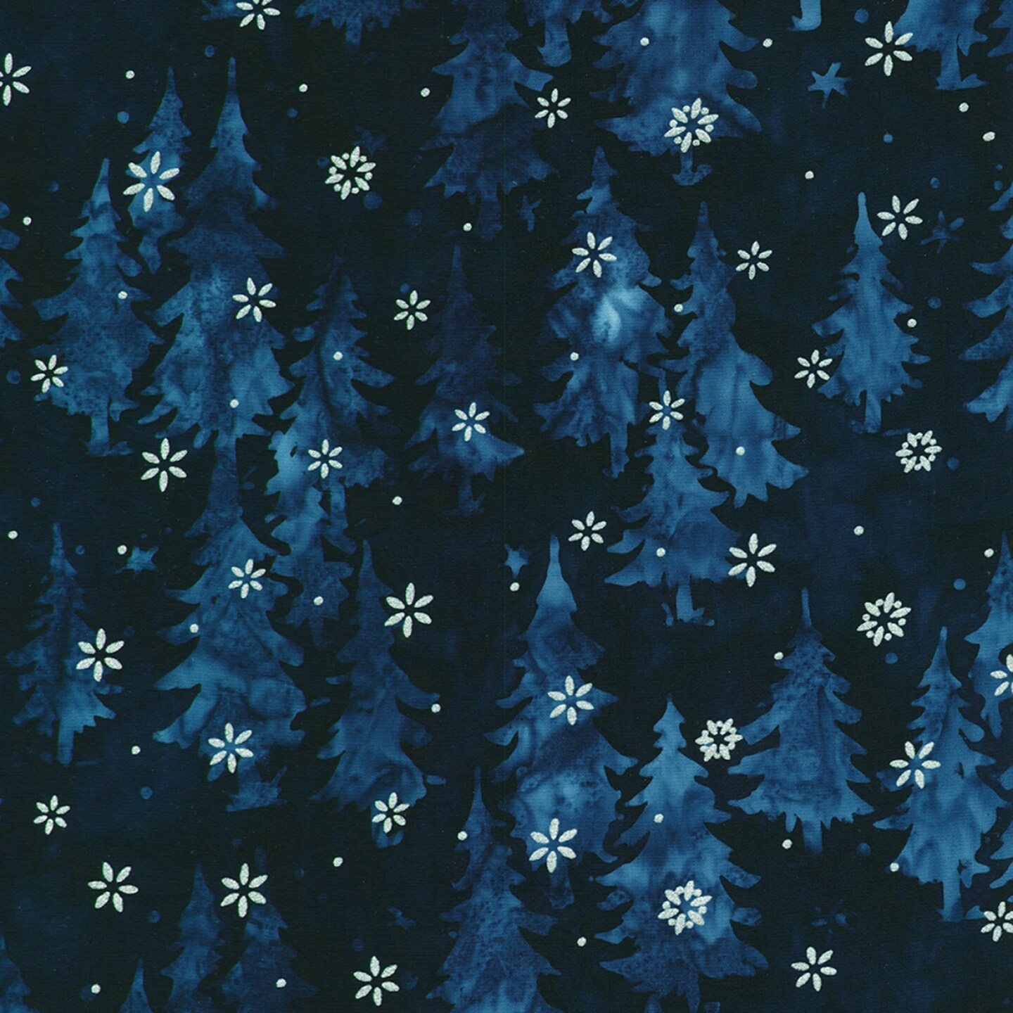 Fabric Robert Kaufman Navy Trees Winter Pine Batiks by the Quarter Yard AMDM231419