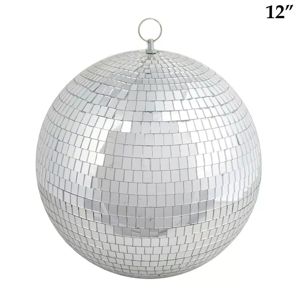 2 pcs 12&#x22; Extra Silver Glass Mirror Disco Balls Ornaments Decorations Supplies