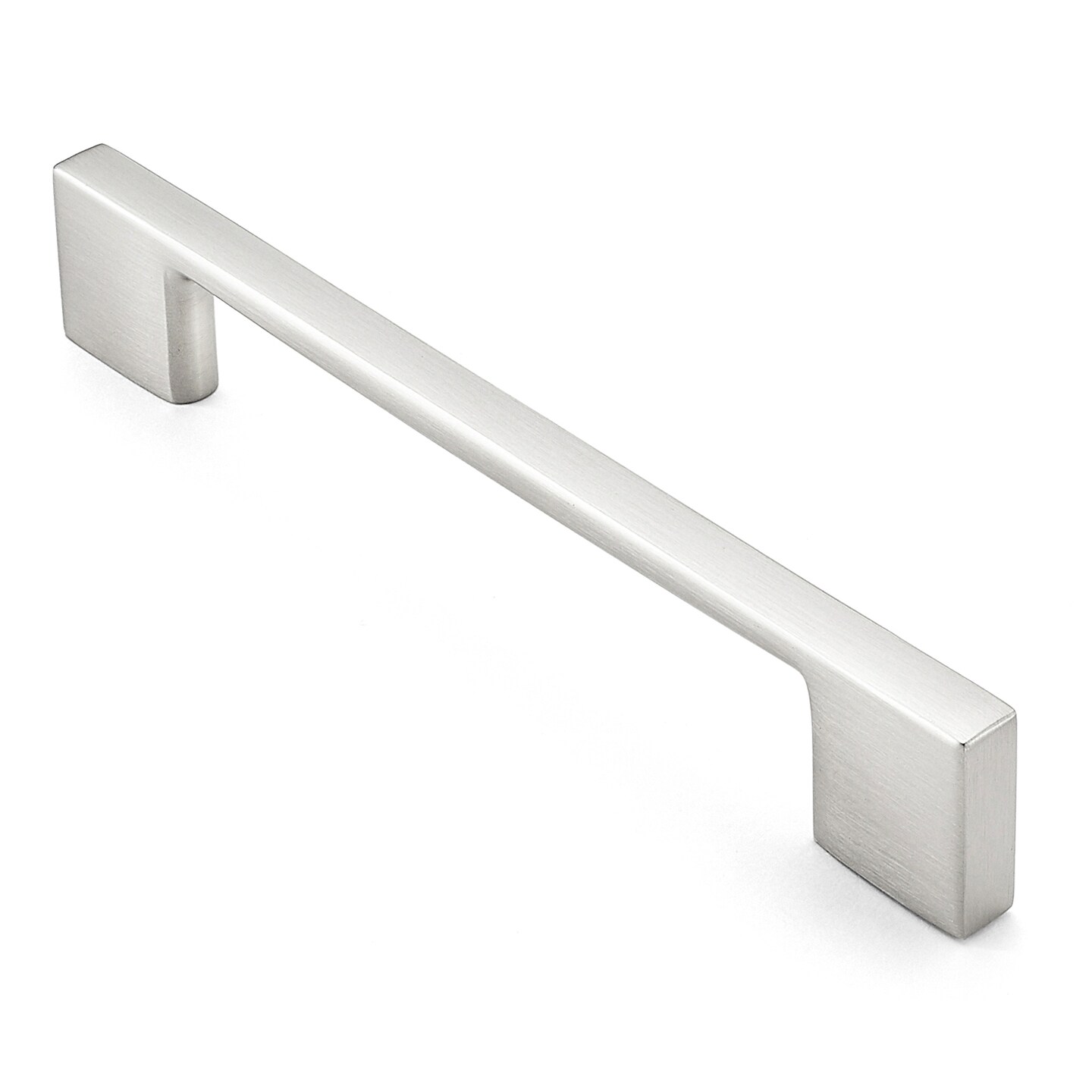 Cauldham Solid Kitchen Cabinet Pulls Handles (5&#x22; Hole Centers) - Modern Thin Profile Drawer/Door Hardware - Style M255 - Satin Nickel