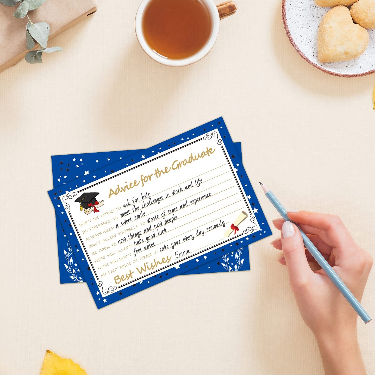 Graduation Wish & Advice Cards - 50PCs Graduate Party Supplies Advice Card for Class of 2026 Graduations Party, Graduate Favors Cards for High/College/Senior School