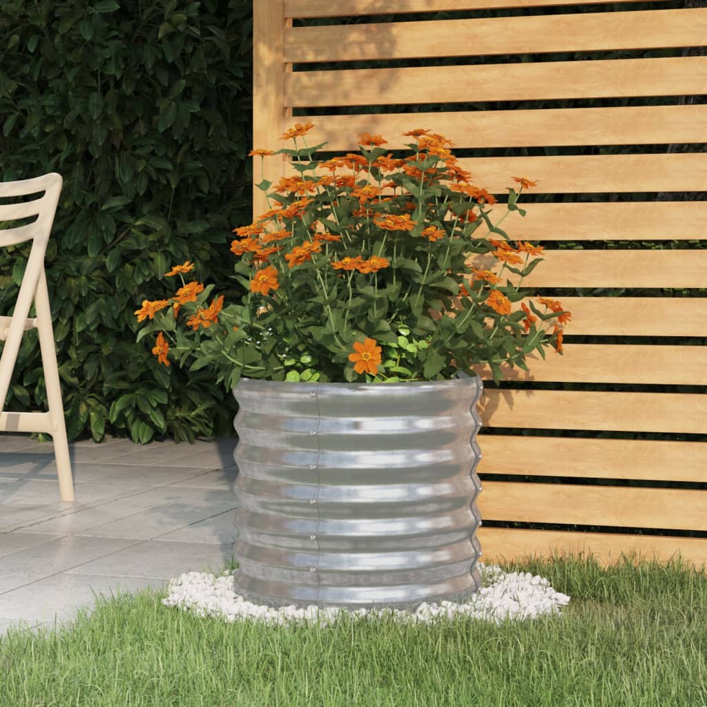 vidaXL Garden Planter Powder-coated Steel 15.7&#x22;x15.7&#x22;x14.2&#x22; Silver
