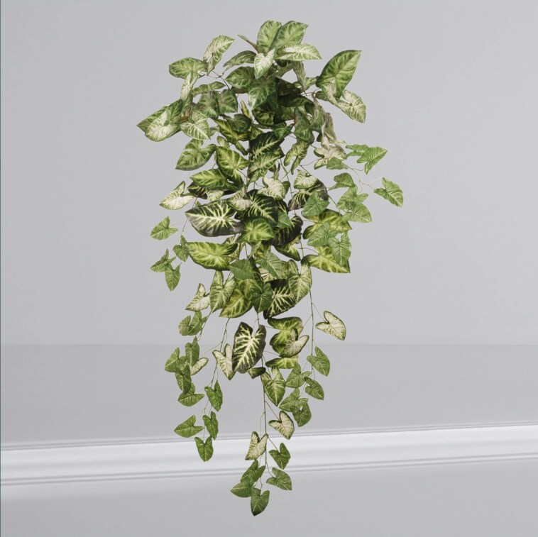 2PC Hanging Nephtytis Bush - 36&#x22; Lifelike Silk Leaves, Indoor Decor