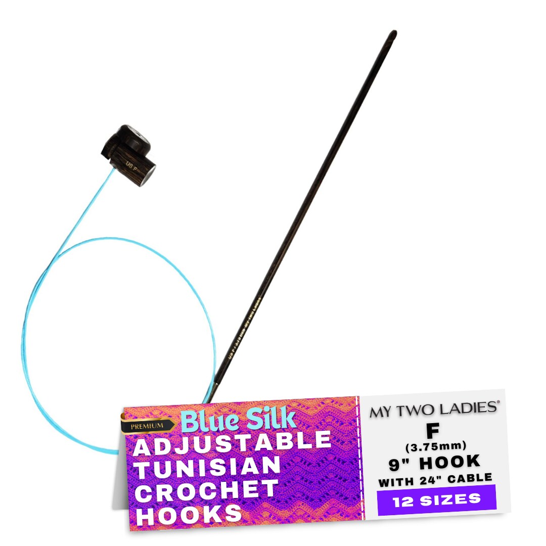 My Two Ladies | Blue Silk | Tunisian Adjustable Crochet Hooks | 12 Sizes