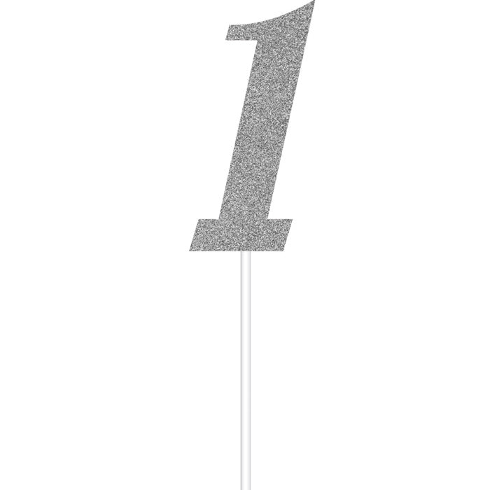 Silver Number One Cake Topper