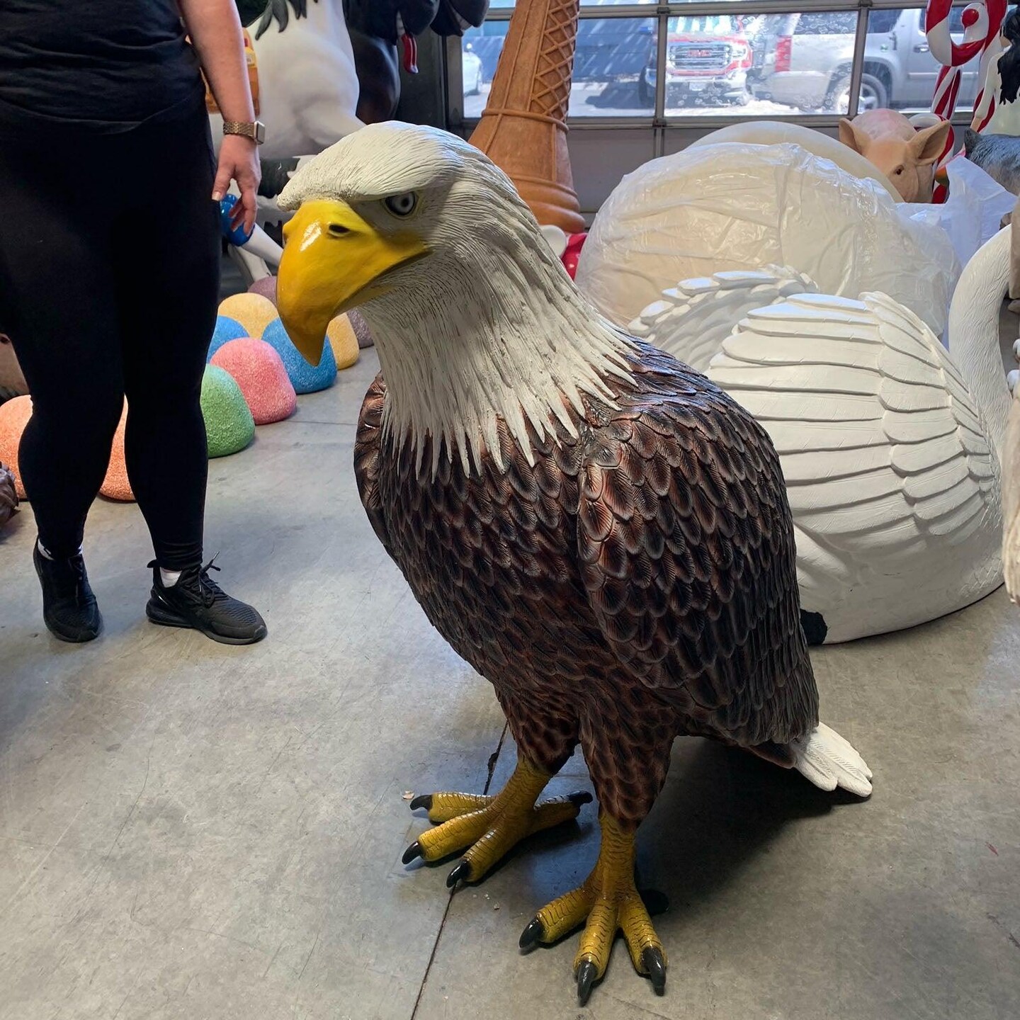 Standing Bald Eagle Life Size Statue