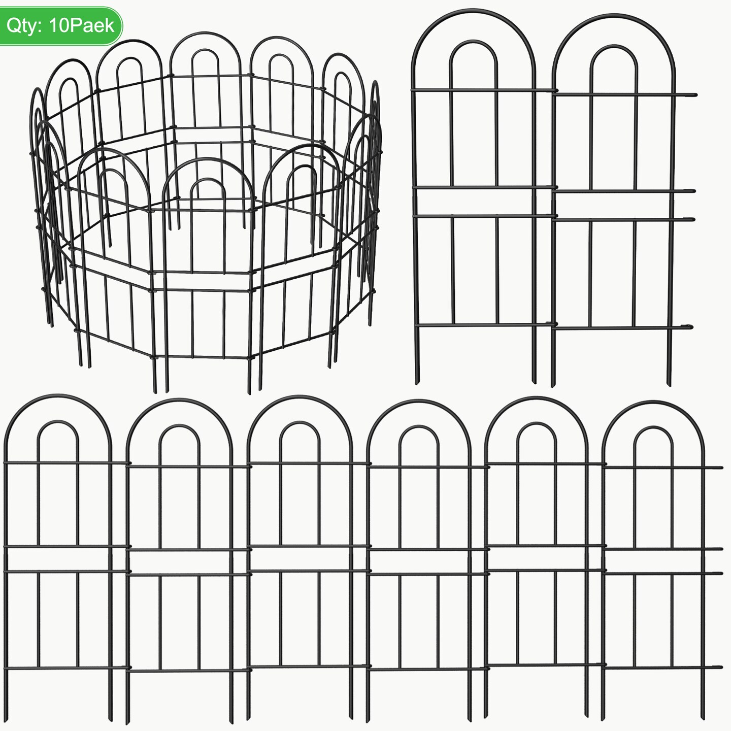 Decorative Garden Fence 10/16 Pcs, Garden Fencing Animal Barrier, RustProof Metal Wire Landscape, Flower Fences and Borders for Dog, Yard, Patio, Outdoor Decor