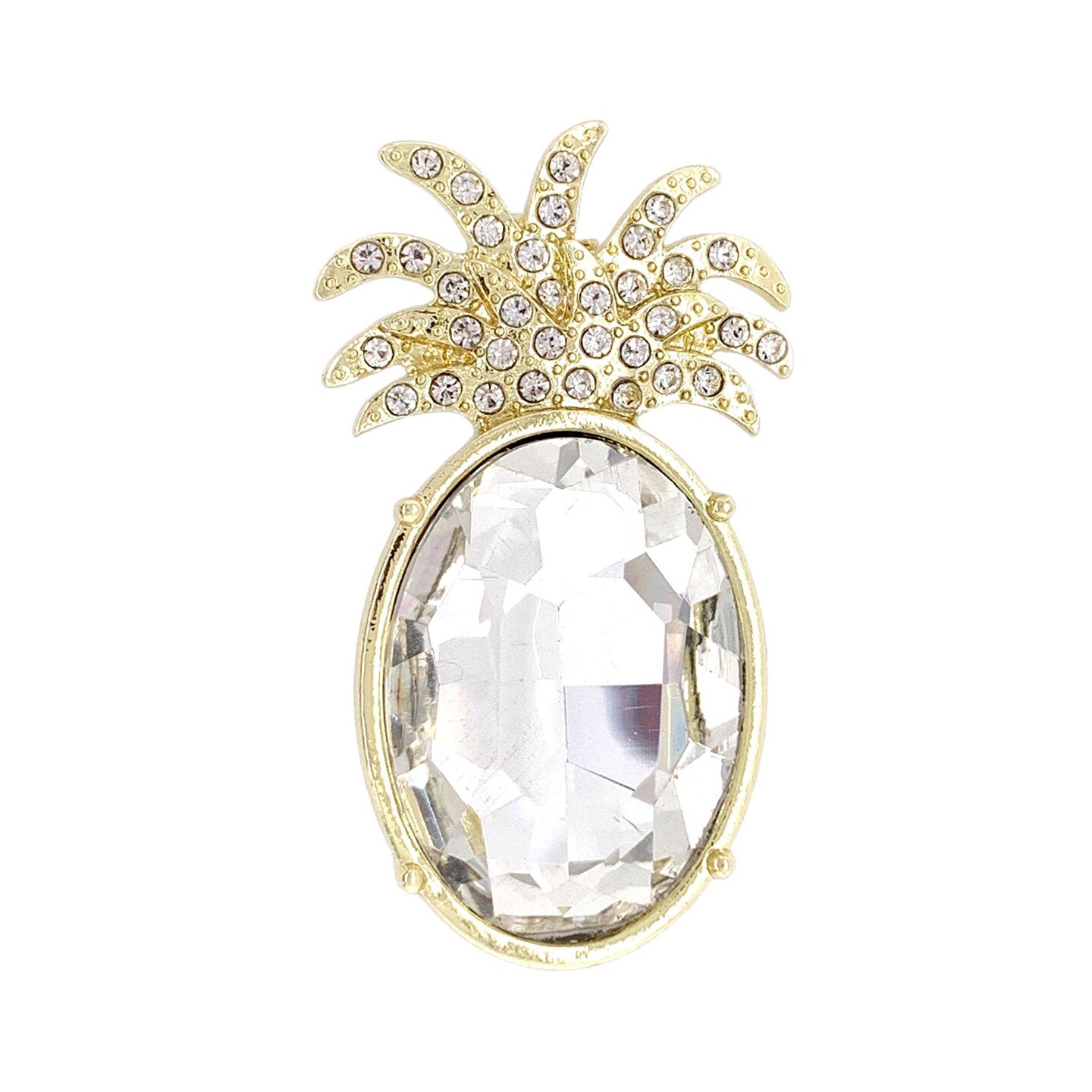 Bright Gold and Glass Pineapple Brooch