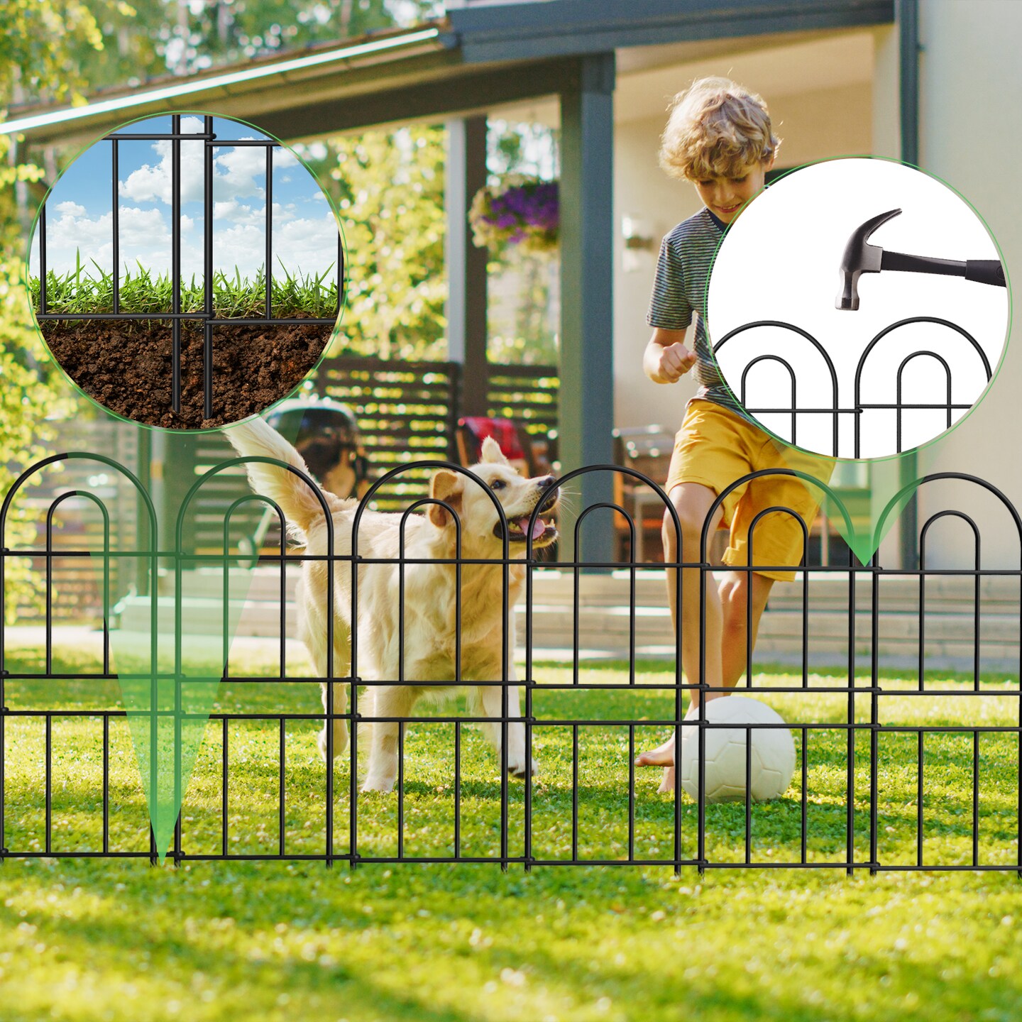 Decorative Garden Fence 10/16 Pcs, Garden Fencing Animal Barrier, RustProof Metal Wire Landscape, Flower Fences and Borders for Dog, Yard, Patio, Outdoor Decor