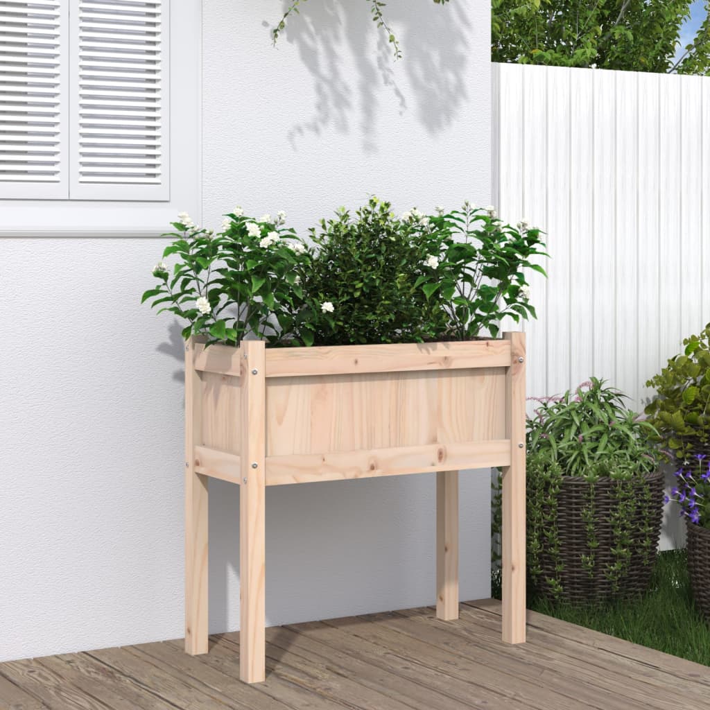 vidaXL Garden Planter with Legs 27.6&#x22;x12.2&#x22;x27.6&#x22; Solid Wood Pine