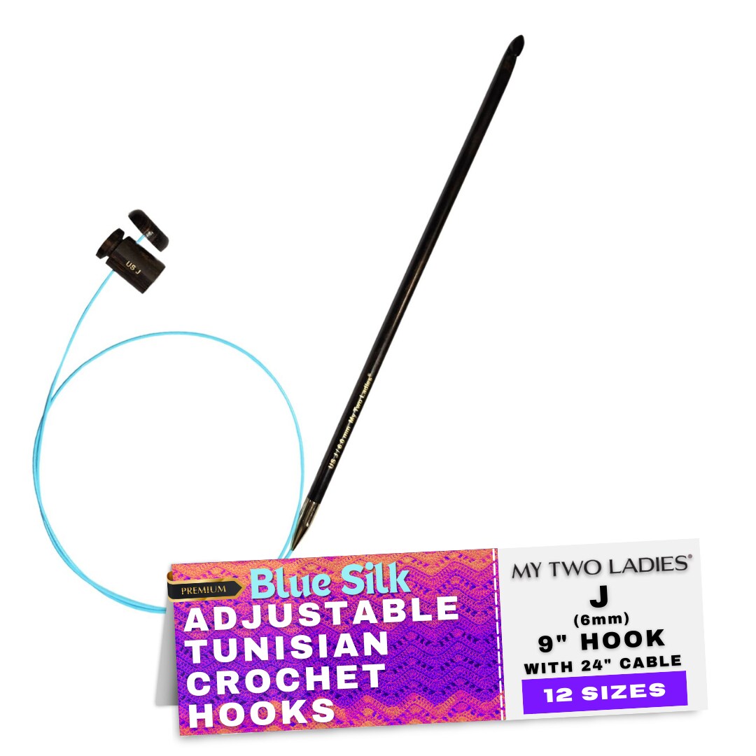 My Two Ladies | Blue Silk | Tunisian Adjustable Crochet Hooks | 12 Sizes