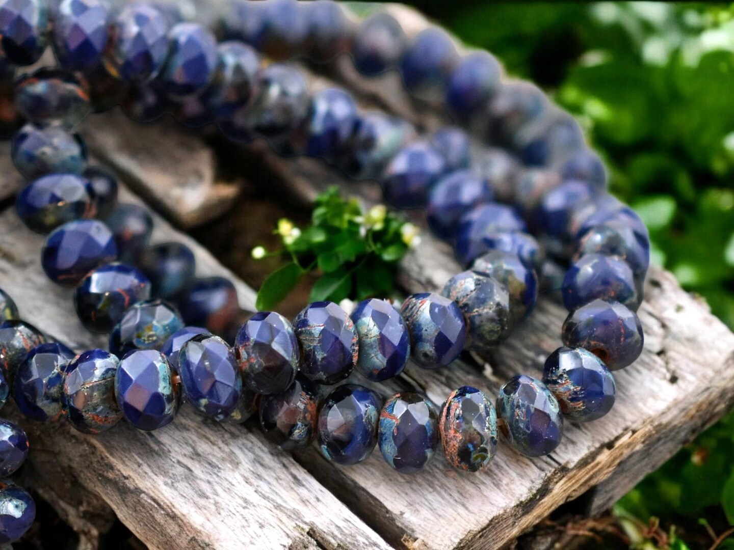 Blue Violet Picasso Fire Polished Rondelle Beads -- Choose Your Size
