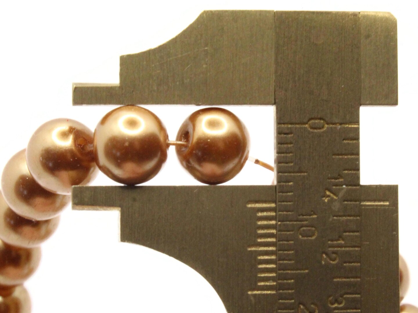 53 8mm Round Golden Brown Glass Pearl Beads