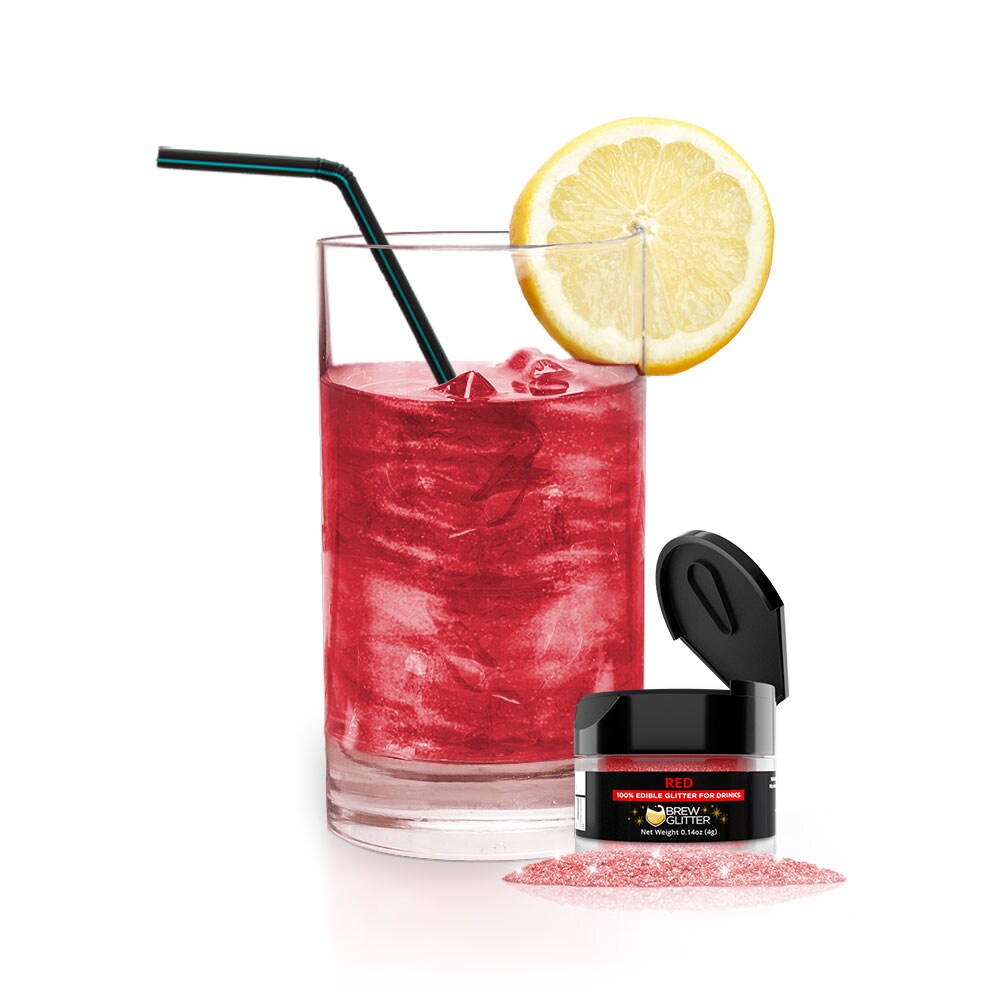 Brew Glitter - Red Edible Drink Glitter (4g, x1 Flip-Cap Jar) for Beer, Cocktails and Beverages