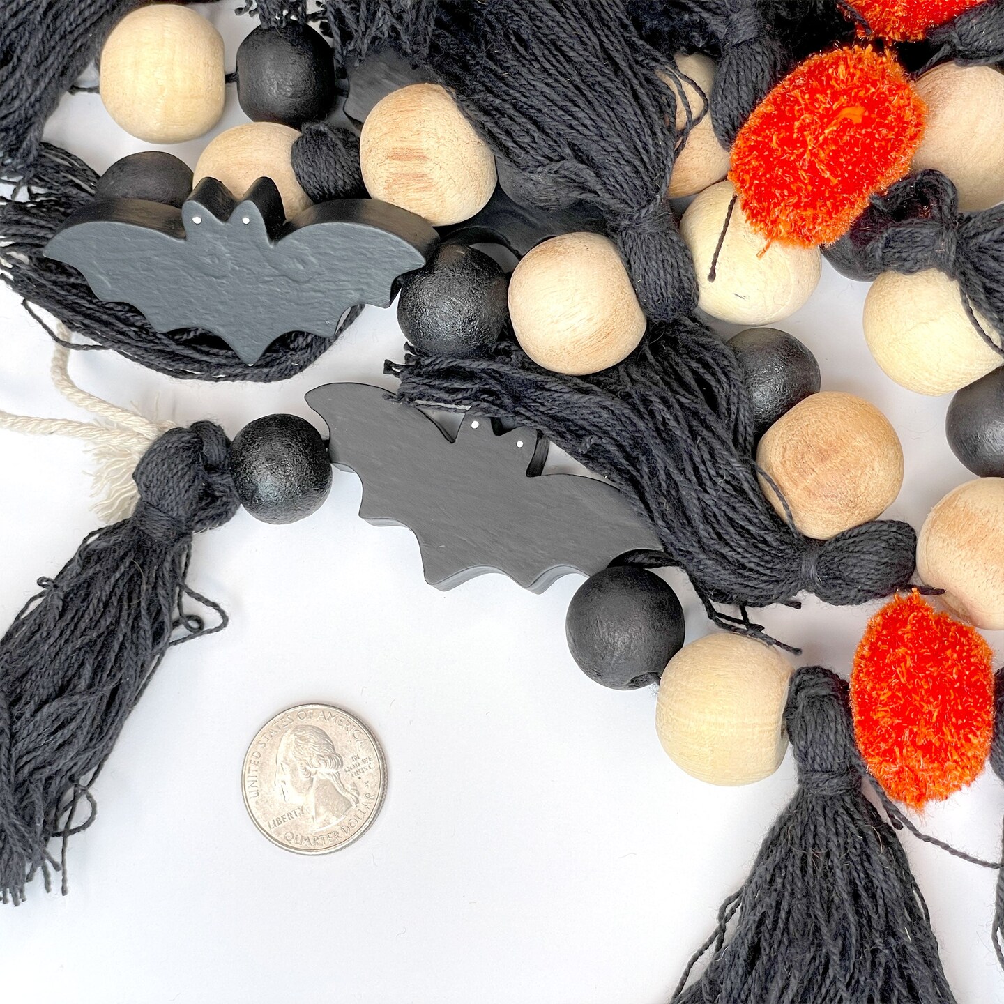 Wood Beads and Tassels Halloween Garland 6ft