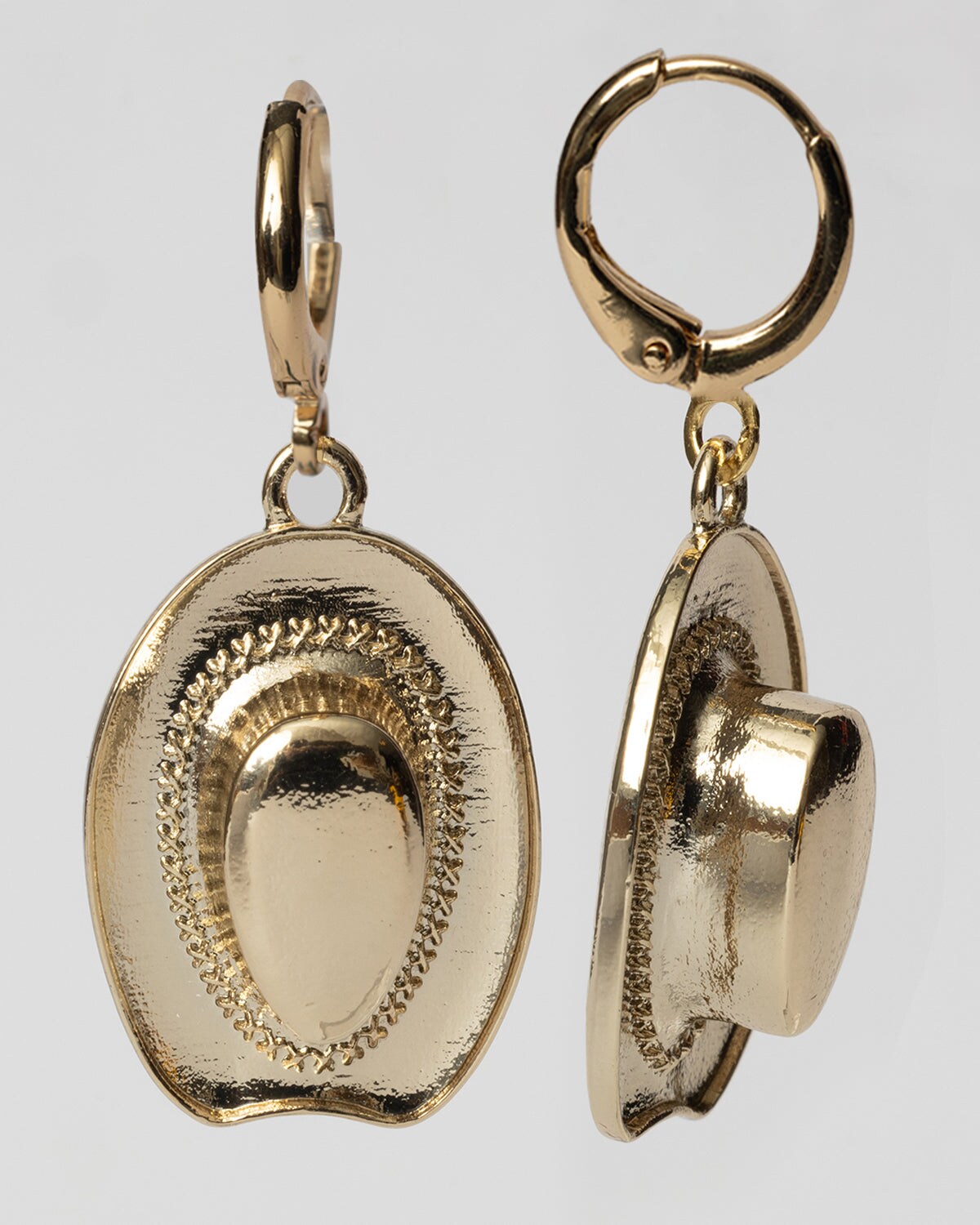 Gold Cowboy Hat Huggie Hoop Earrings Coastal Cowgirl