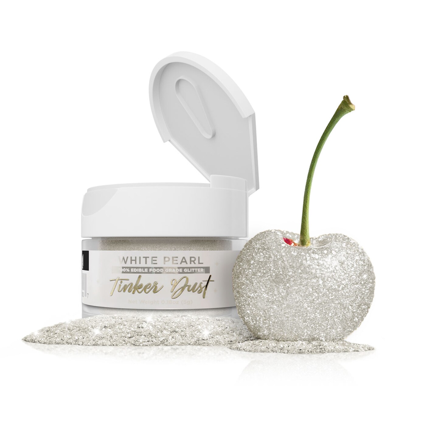 Bakell - White Pearl Tinker Dust (5g, 1x Jar) Edible Glitter for Food, Desserts, and Beverages!