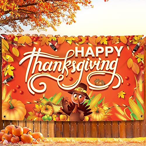 KatchOn, Happy Thanksgiving Banner - XtraLarge, 72x44 Inch | Happy Thanksgiving Backdrop for Thanksgiving Decorations | Thanksgiving Party Decorations, Fall Decorations | Thanksgiving Wall Banner