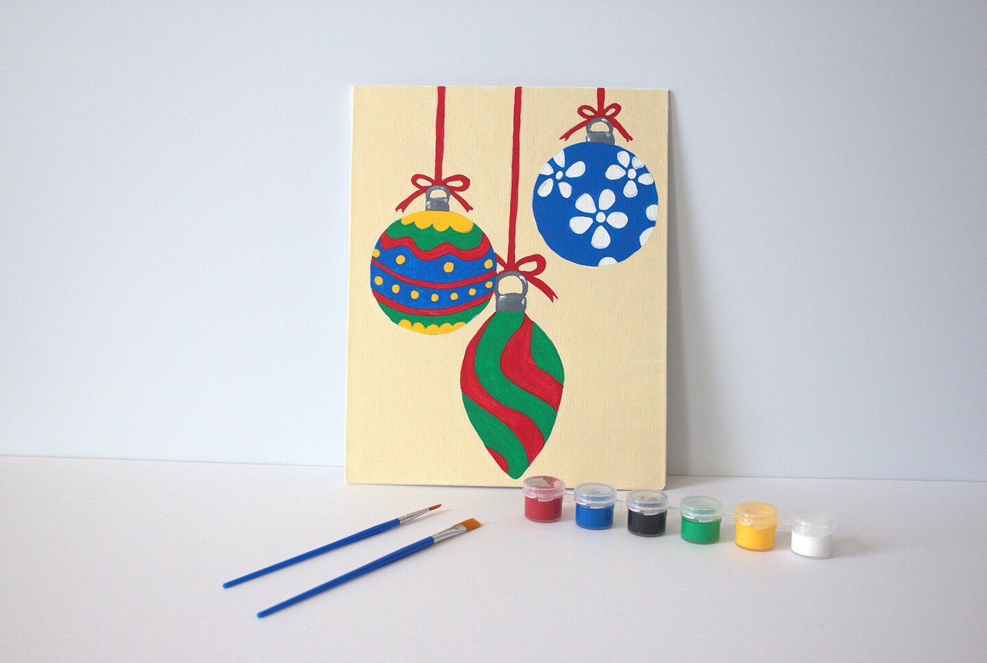 Christmas ornaments painting kit, paint by numbers on canvas, kids crafts, handmade holiday gifts