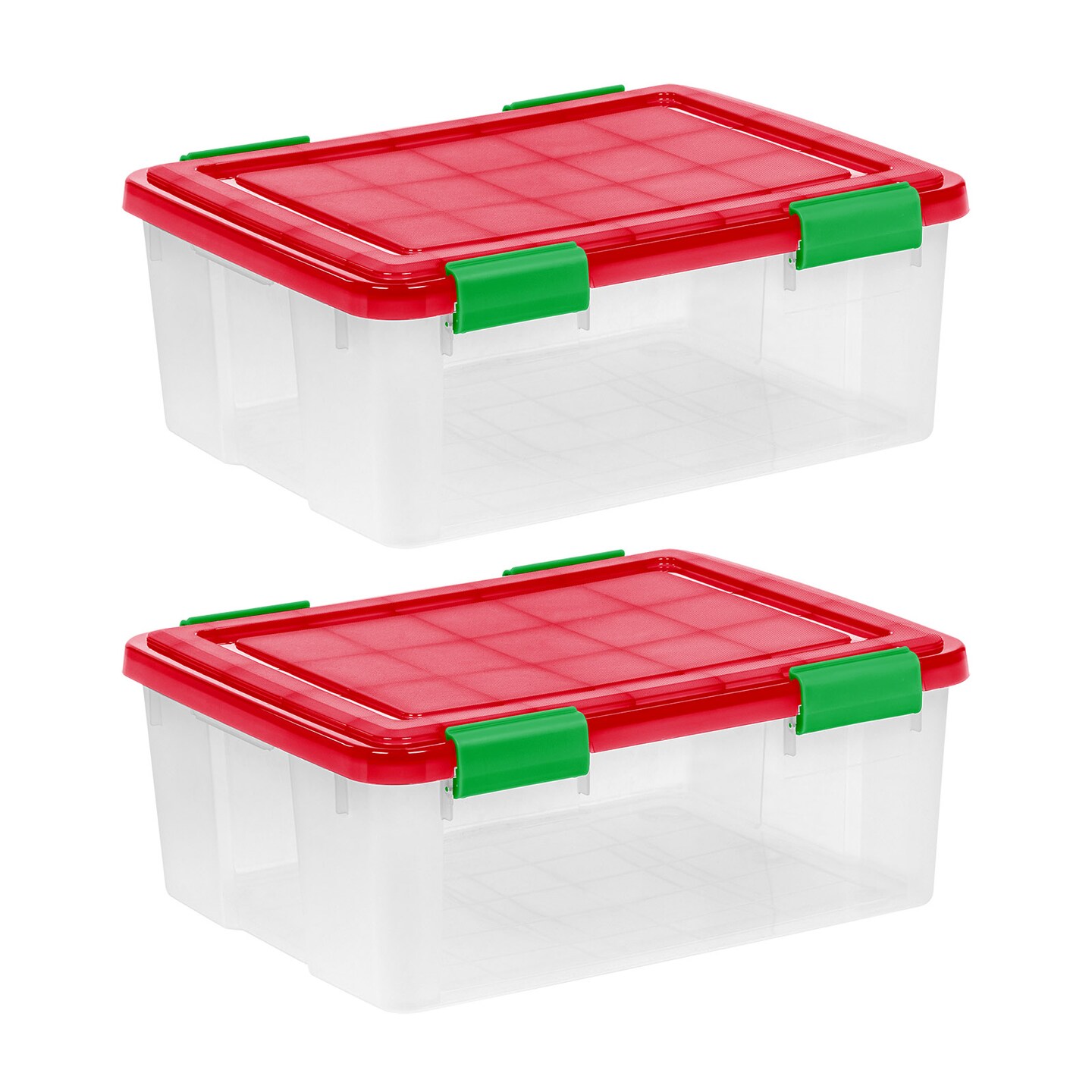 IRIS USA 30 Qt. Plastic Storage Bins with Sealed Lids, Holiday Gasket Box, Airtight Containers 2Pk