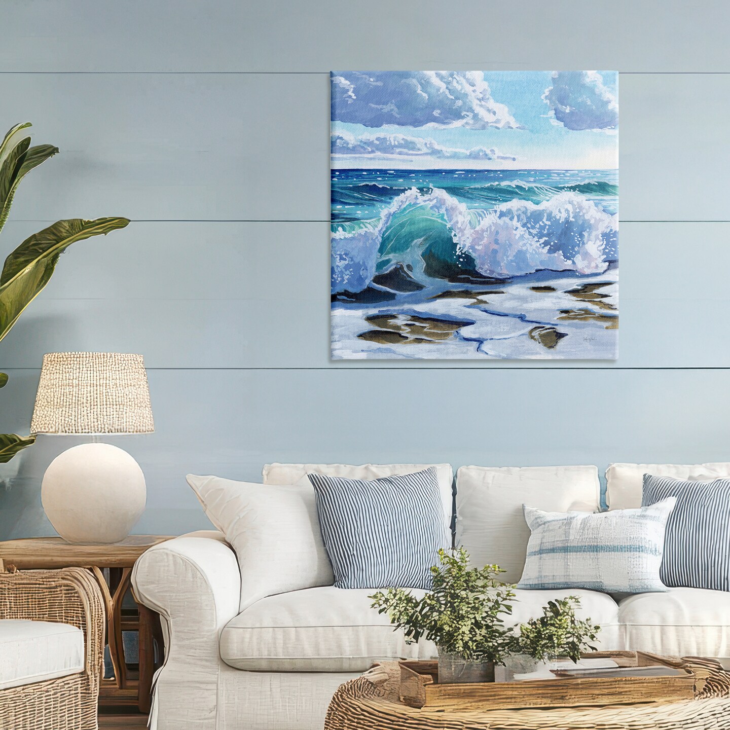Stupell Industries Curling Aqua Wave on Shore Canvas, design by Stupell Industries Curling Aqua Wave on Shore Canvas, design by