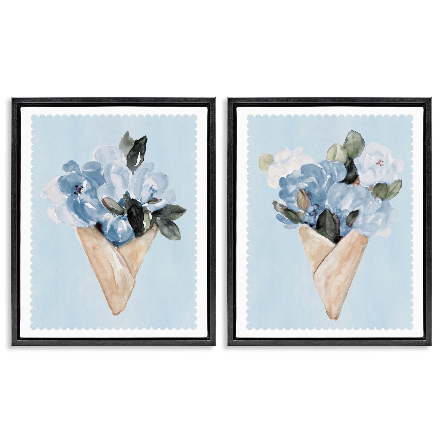 Stupell Industries Blue Flower Gift Bouquets 2pc Floating Frame Set, design by Lanie Loreth