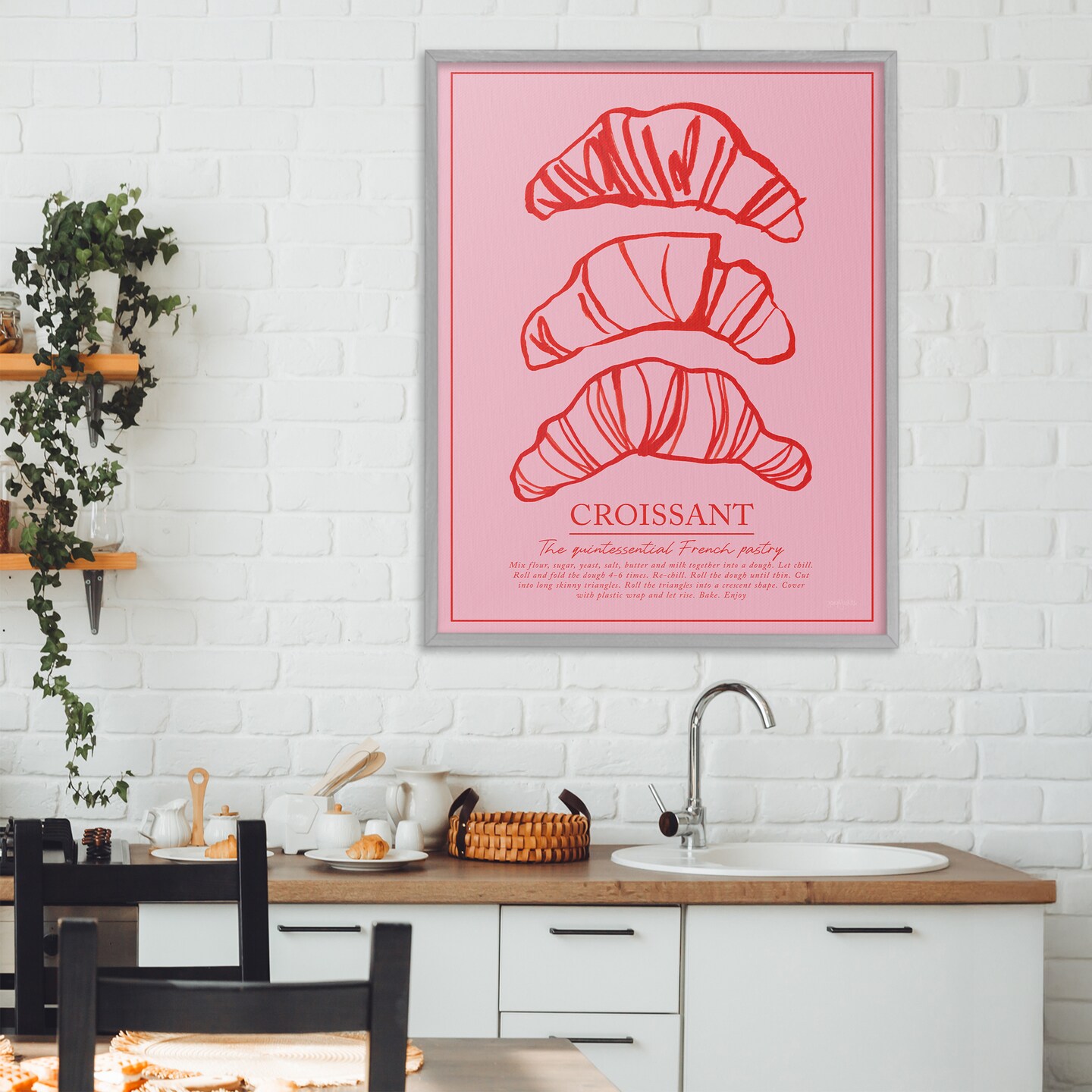 Stupell Industries Croissant Breakfast Pastry Framed Giclee, design by Jenaya Jackson