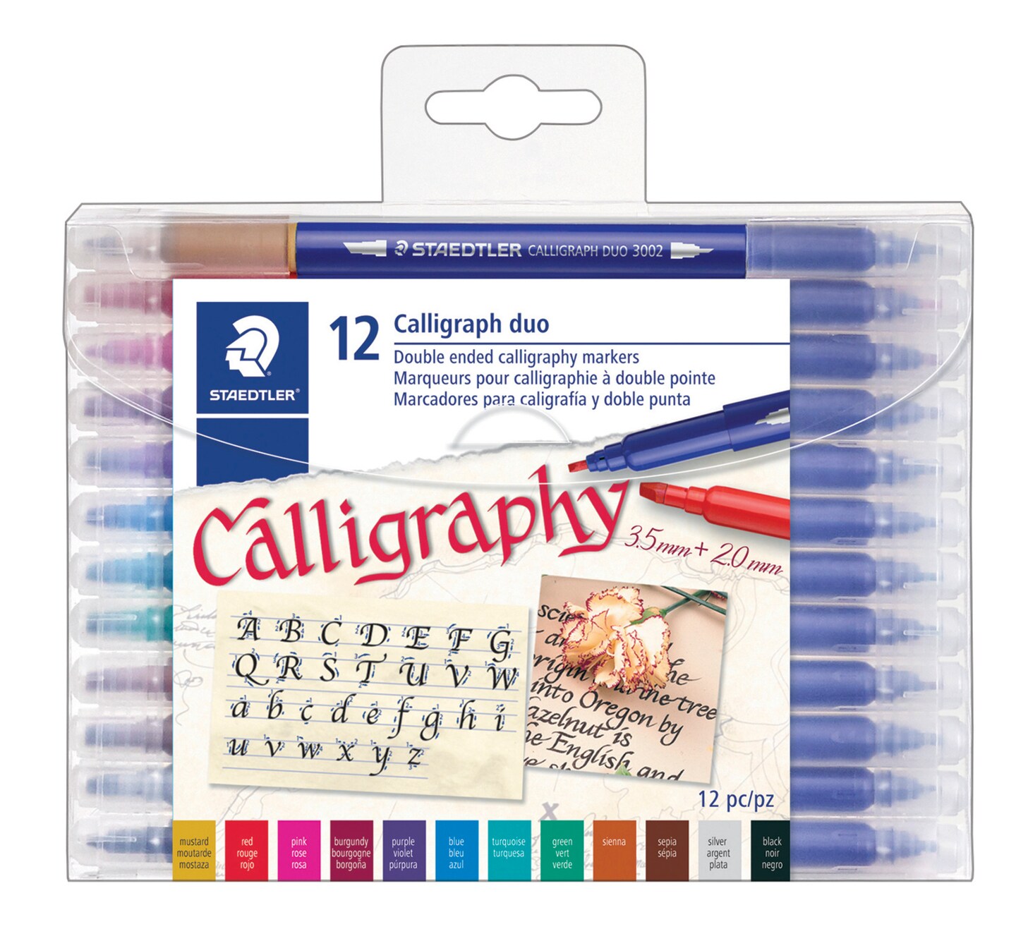 Staedtler Double Ended Calligraphy Duo Markers, Assorted Colors, Set of 12