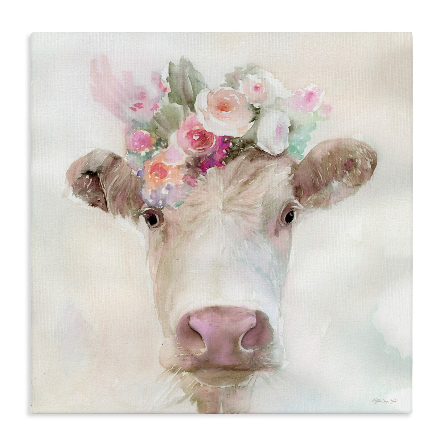Stupell Industries Betsy Cow with Flowers Canvas, design by Stellar Design Studio