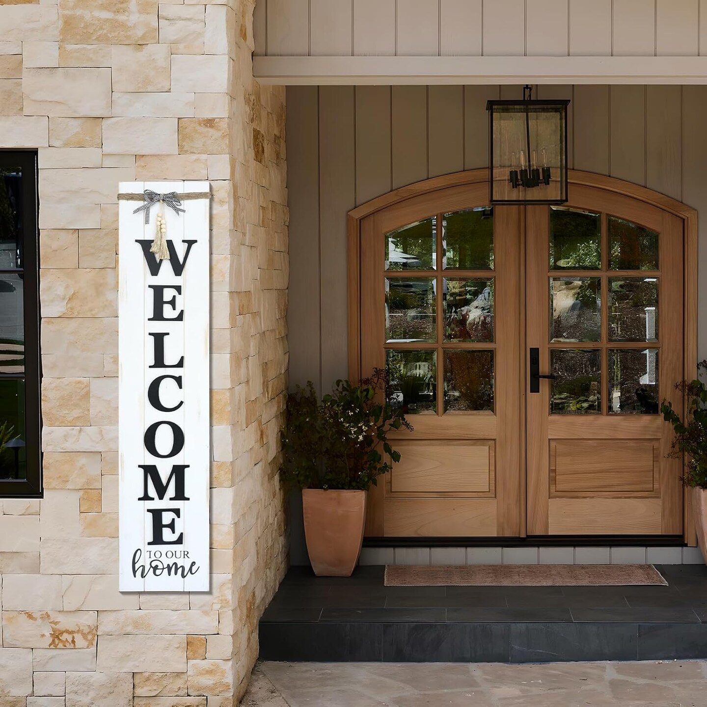 Solid Wood Farmhouse Welcome Sign (Whitewashed)