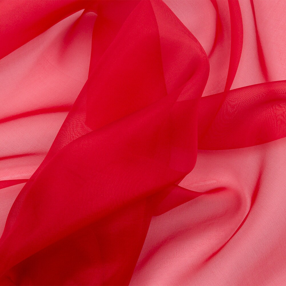 1 Yard Tango Red Silk Organza for Couture Dress Luxury Event Outfit 44 Inch Width