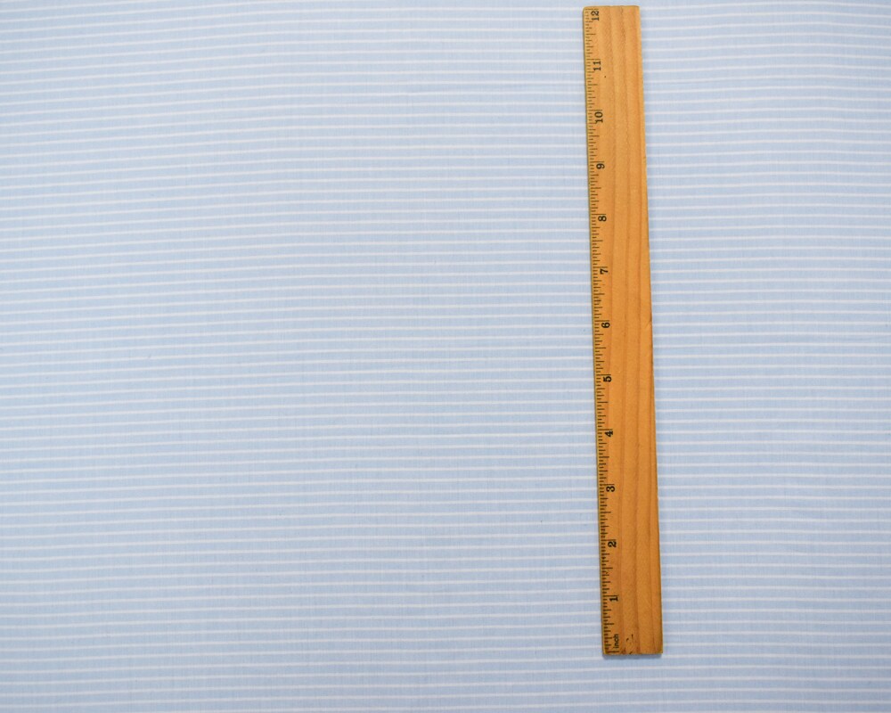 Light Blue-White Cotton Pinstripe Shirting Woven Fabric By the Yard