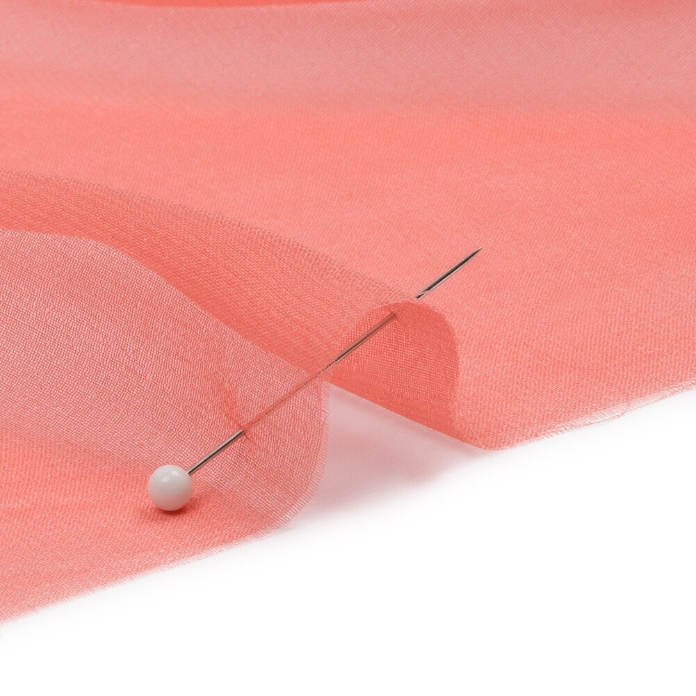1 Yard Luxury Silk Chiffon Fabric Sheer Flowing Coral 54 Inch Width