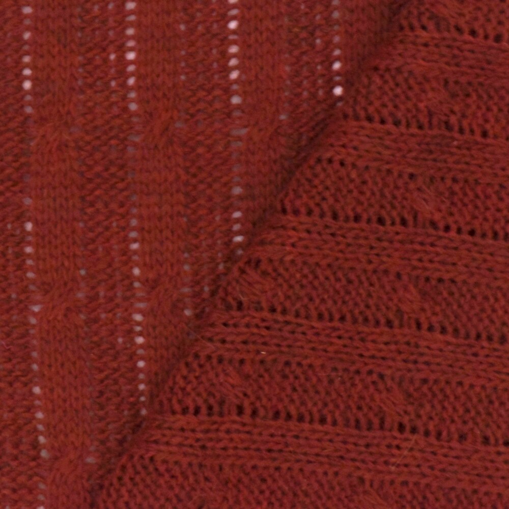Winter Rust Orange Rib Pattern Wool-Poly Sweater Knit Fabric By the Yard