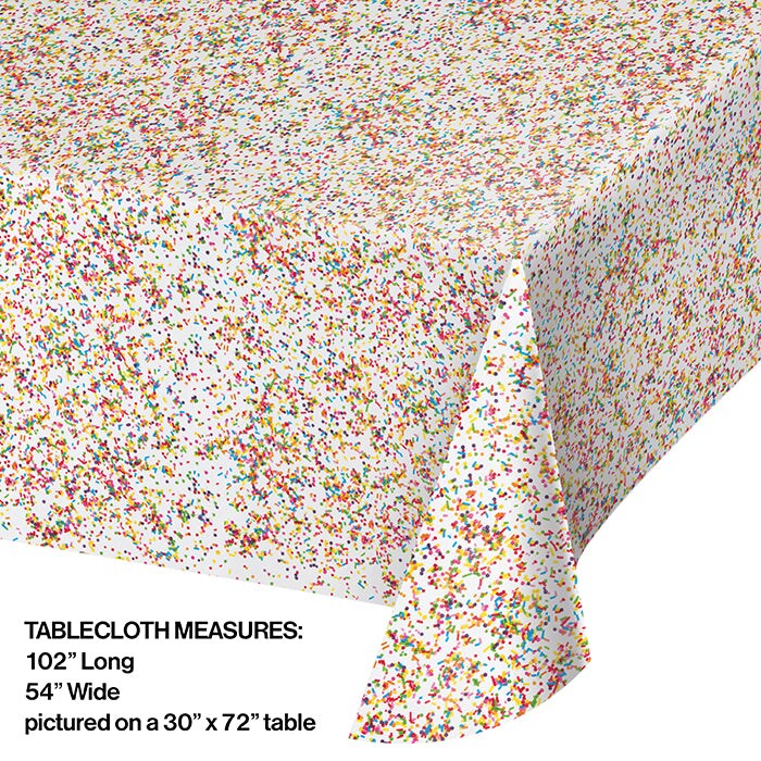 Confetti Sprinkles Plastic Tablecover All Over Print, 54" X 102"